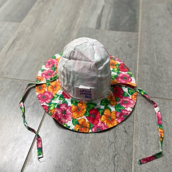 The Right Start Cotton Floral Bucket Sun Hat with Strap Size Small (0–3 months) - Picture 6 of 8